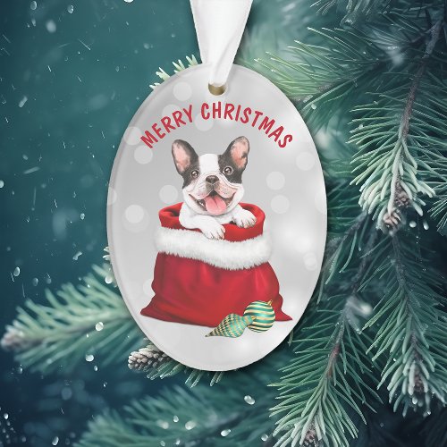 Cute French Bulldog Gift Surprise  Ornament