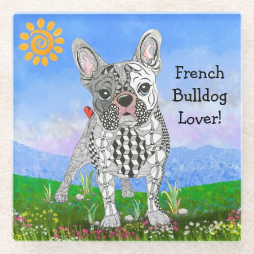 Cute French Bulldog Glass Coaster