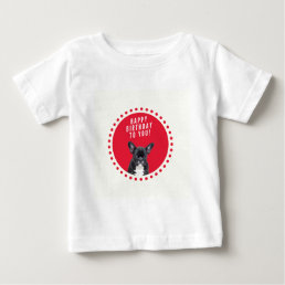 Cute French Bulldog Happy Birthday Red Dots Baby T-Shirt