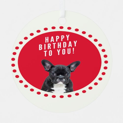 Cute French Bulldog Happy Birthday Red Dots Ornament