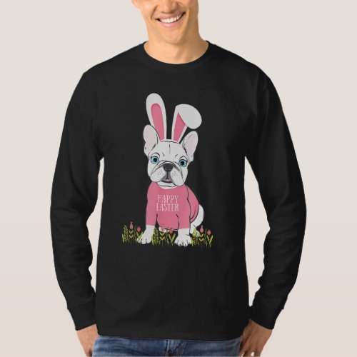 Cute French Bulldog Happy Easter Day Bunny T_Shirt