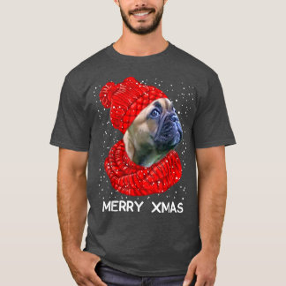 Cute French Bulldog Hat Scarf Merry Xmas Snow  T-Shirt