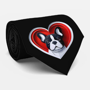 Cute French Bulldog Heart Frenchie Dad Dog Lover Neck Tie