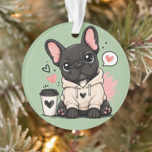 Cute French Bulldog Hoodie Illustration Ornament
