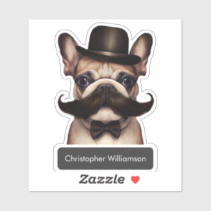 Cute French Bulldog Kids Name Sticker