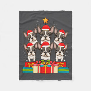 Cute French Bulldog Le Frenchie Christmas Tree Xma Fleece Blanket