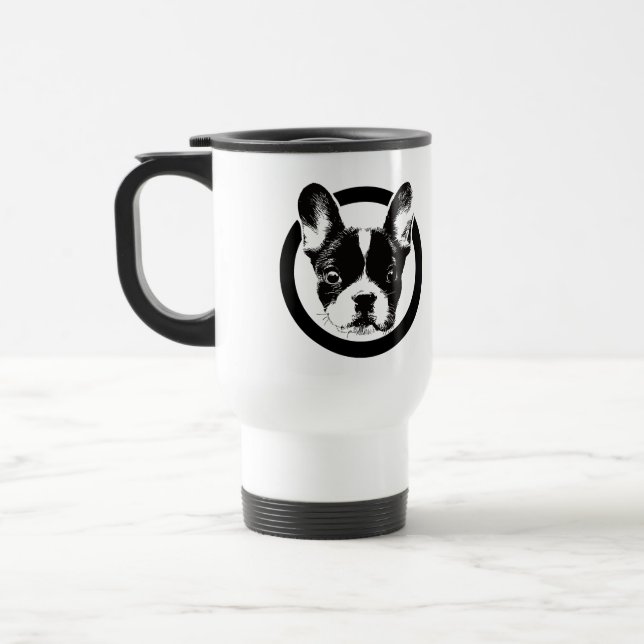 Cute French Bulldog Logo Travel Mug (Left)
