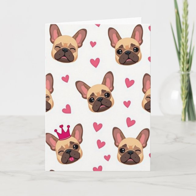 Cute French Bulldog Love Card (Front)