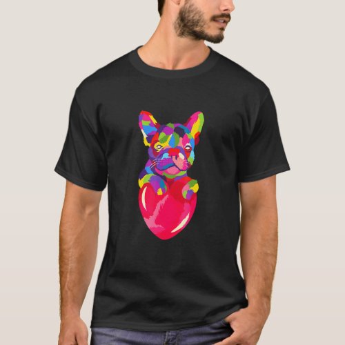 Cute French Bulldog Lovers Colorful Dog Adoption D T_Shirt