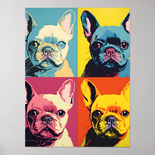 Cute French Bulldog Modern Pop Art  Poster