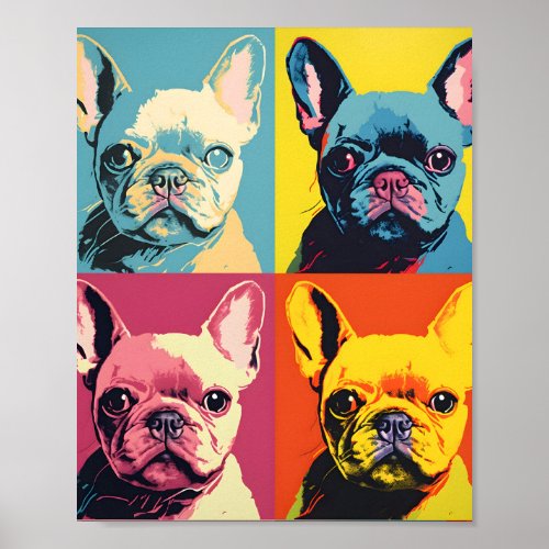 Cute French Bulldog Modern Pop Art  Poster