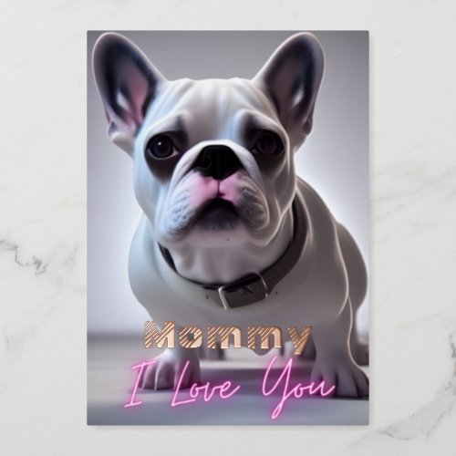 Cute French Bulldog Mommy Quote I Love You Foil Holiday Card