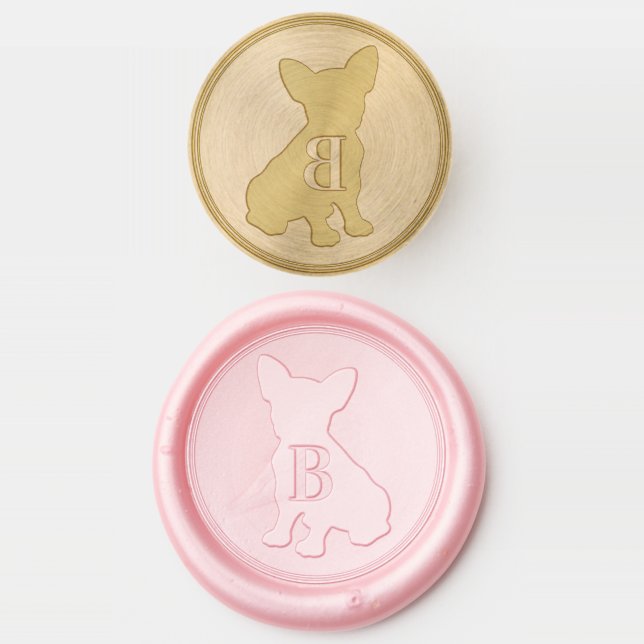 Cute French Bulldog Monogram Dog Owner Wax Seal Stamp (Stamped)