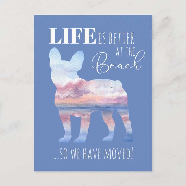 Cute French Bulldog New Address Postcard (Front)