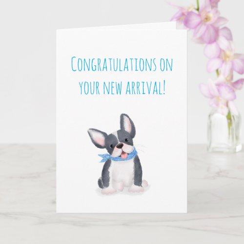 Cute French bulldog new pet card for a couple