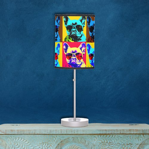 Cute French bulldog painting in pop art style Table Lamp