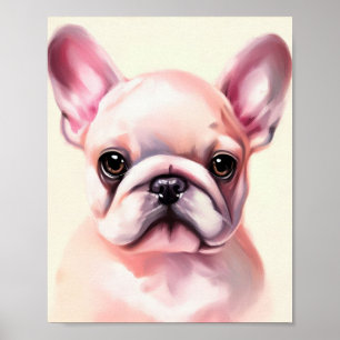 Cute french bulldog painting poster