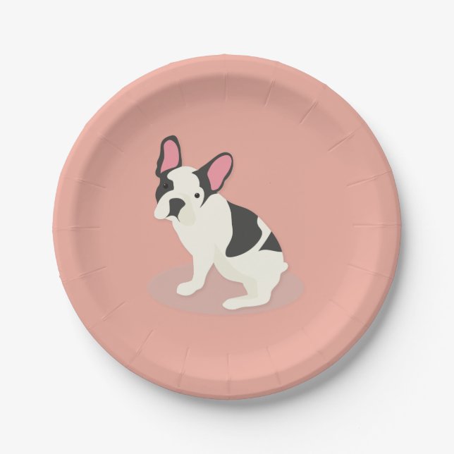 Cute French Bulldog. Paper Plates (Front)