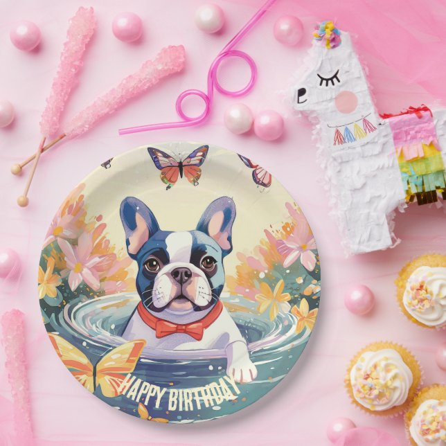 Cute French Bulldog Paper Plates (Party)