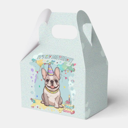 Cute French Bulldog Pastel Its my Birthday Favor Boxes