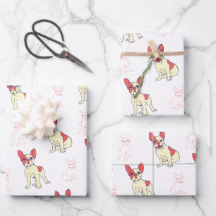 Cute French Bulldog Pattern Frenchie Dog Lover  Wrapping Paper Sheets