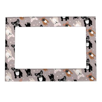 Cute French Bulldog Pattern Magnetic Frame by DoodleDeDoo at Zazzle