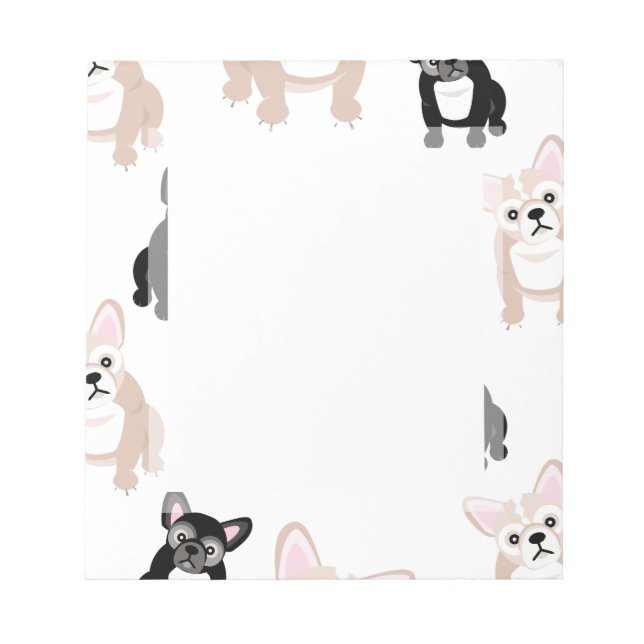 Cute French Bulldog Pattern Notepad (Front)