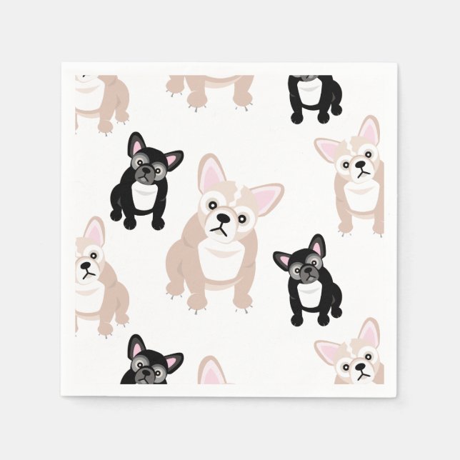 Cute French Bulldog Pattern Paper Napkins (Front)