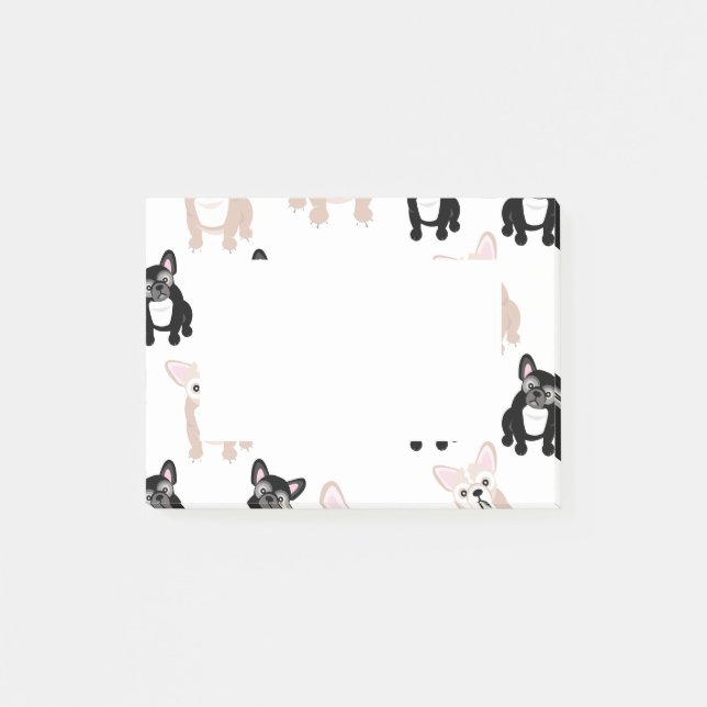 Cute French Bulldog Pattern Post-it Notes (Front)