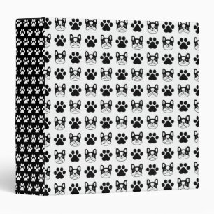 Cute French Bulldog Paw Prints 3 Ring Binder