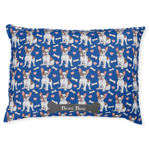 Cute French Bulldog Paws Bones Blue Pet Design Bed