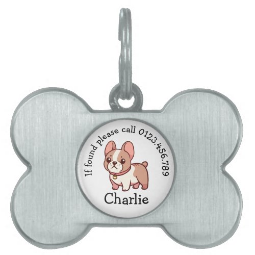 Cute French Bulldog Personalized Pet ID Tag