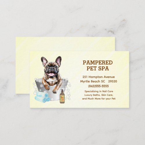 Cute French Bulldog Pet Groomer Spa Appointment Business Card