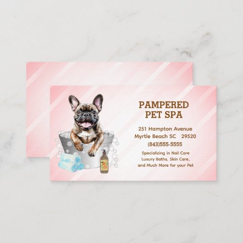 Cute French Bulldog Pet Groomer Spa Appointment Business Card