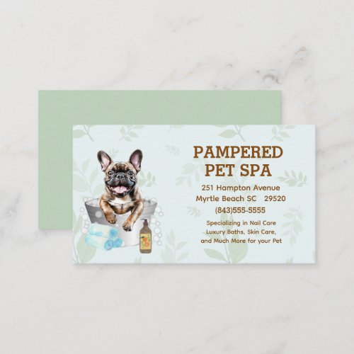 Cute French Bulldog Pet Groomer Spa  Business Card