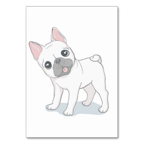 Cute French Bulldog Portrait  Dog Lover Table Number