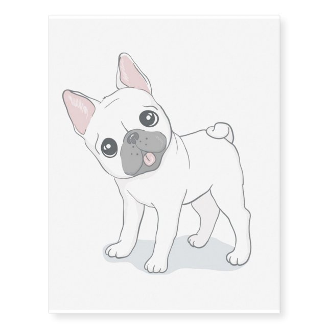 Cute French Bulldog Portrait | Dog Lover Temporary Tattoos (Front)