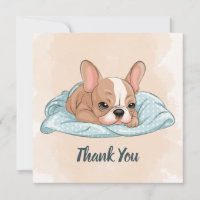 Cute French Bulldog Pup Blue Blanket Baby Shower