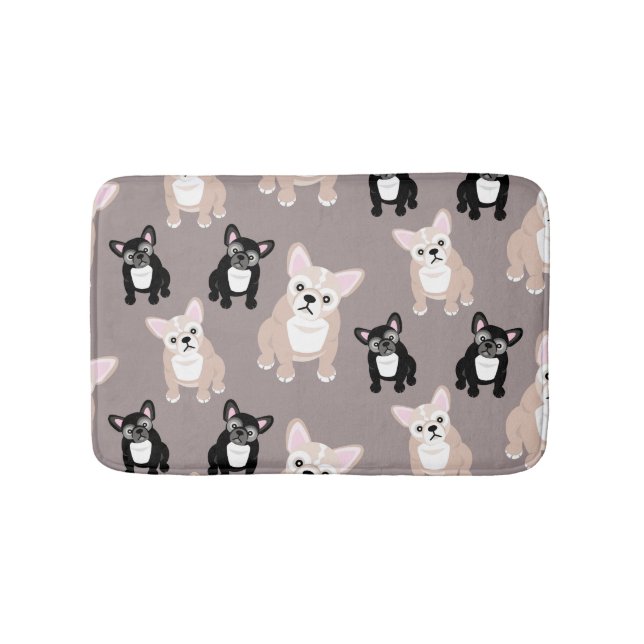 Cute French Bulldog Puppies Bathroom Mat (Front)