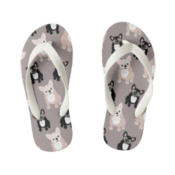Cute French Bulldog Puppies Kid's Flip Flops by DoodleDeDoo at Zazzle