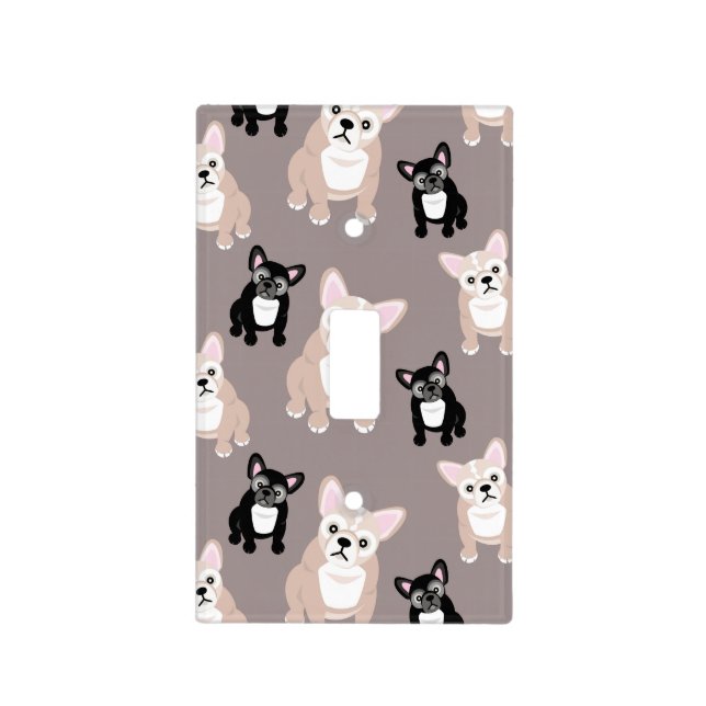 Cute French Bulldog Puppies Light Switch Cover (Front)
