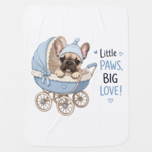 Cute French Bulldog Puppy Baby Stroller Retro Art Blanket