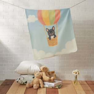 Cute French Bulldog Puppy Balloon Pastel Baby Blanket