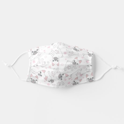 Cute French Bulldog Puppy Dog Adult Cloth Face Mask (Front, Unfolded)