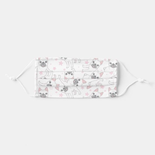Cute French Bulldog Puppy Dog Adult Cloth Face Mask (Front, Folded)