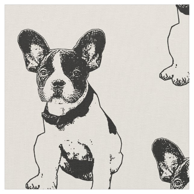 Cute French Bulldog Puppy Fabric (Close Up)