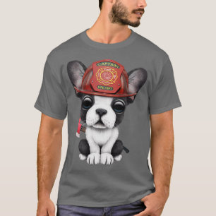Cute French Bulldog Puppy Firefighter T-Shirt