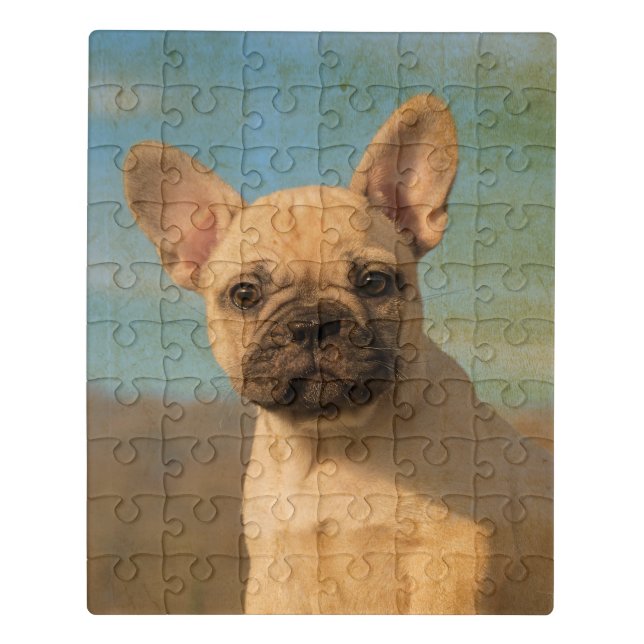 Cute French Bulldog Puppy - Funny Dog Head Photo * Jigsaw Puzzle (Puzzle Vertical)