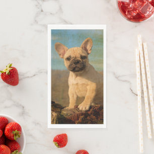 Cute French Bulldog Puppy - Funny Dog Head Photo - Paper Guest Towels