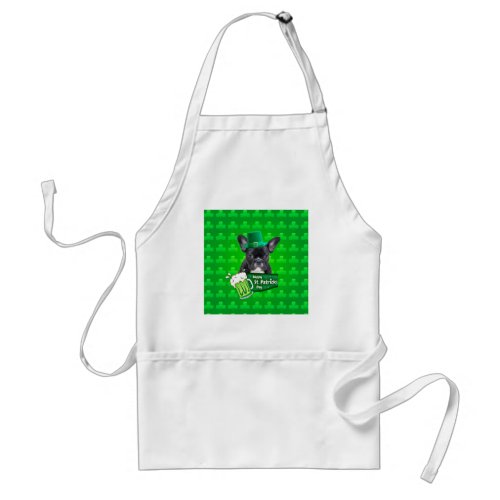 Cute French Bulldog Puppy Hat St Patrick Day Adult Apron